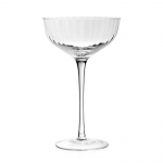 Corinne Tall Coupe 7 1/4\ Color 	Clear
Capacity 	235ml / 8oz
Dimensions 	7 ¼ “ / 18.5cm
Material 	Handmade Glass
Pattern 	Corinne